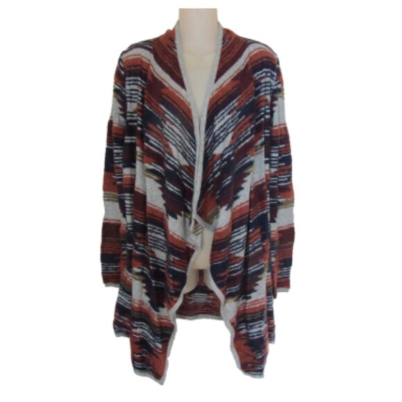 Lucky Brand Southwest Aztec Open Front Waterfall Cardigan Shacket - Picture 1 of 6